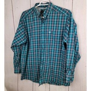 Ariat Pro Series Shirt Mens XL Blue Black Plaid‎ Western Performance Classic